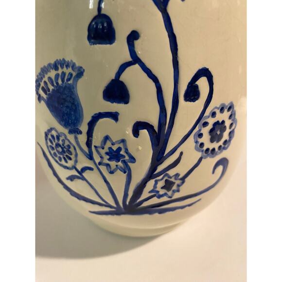 Vintage Vibrant Blue & White Ginger Jar, Handmade, Crazing present, No Damage - Picture 2 of 4